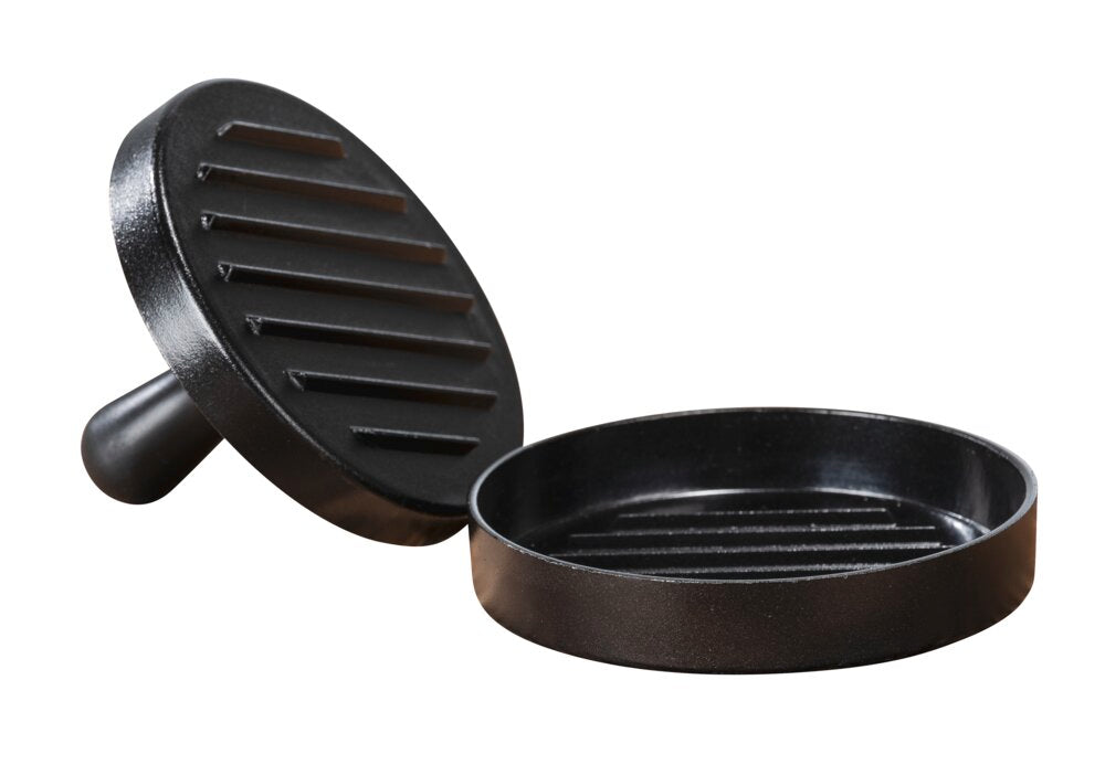 Burgerpresse aluminium non-stick riflet svart - Wenko med tilbehør