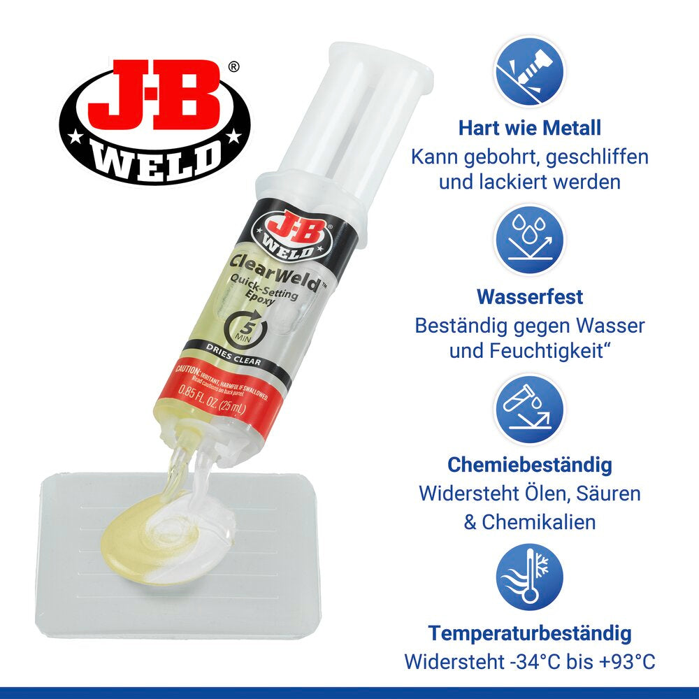 ClearWeld 2-komponent lim transparent uten limspor - JB Weld montert