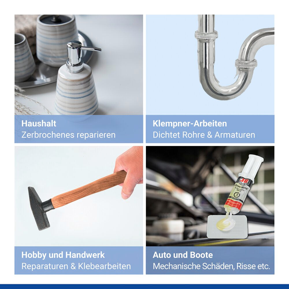 ClearWeld 2-komponent lim transparent uten limspor - JB Weld nærbilde 1