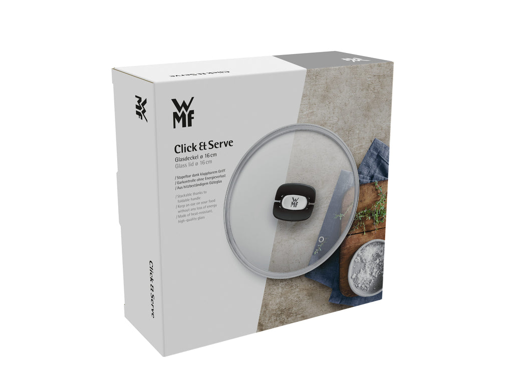 Click&Serve glasslokk 16 cm med bakelitthåndtak detalj av glasslokk