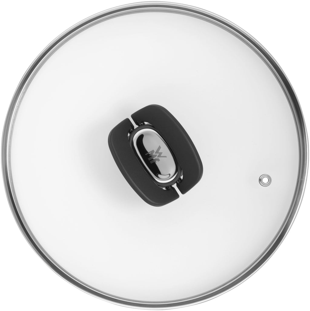 Bakside av Click&Serve glasslokk 24 cm med bakelitthåndtak