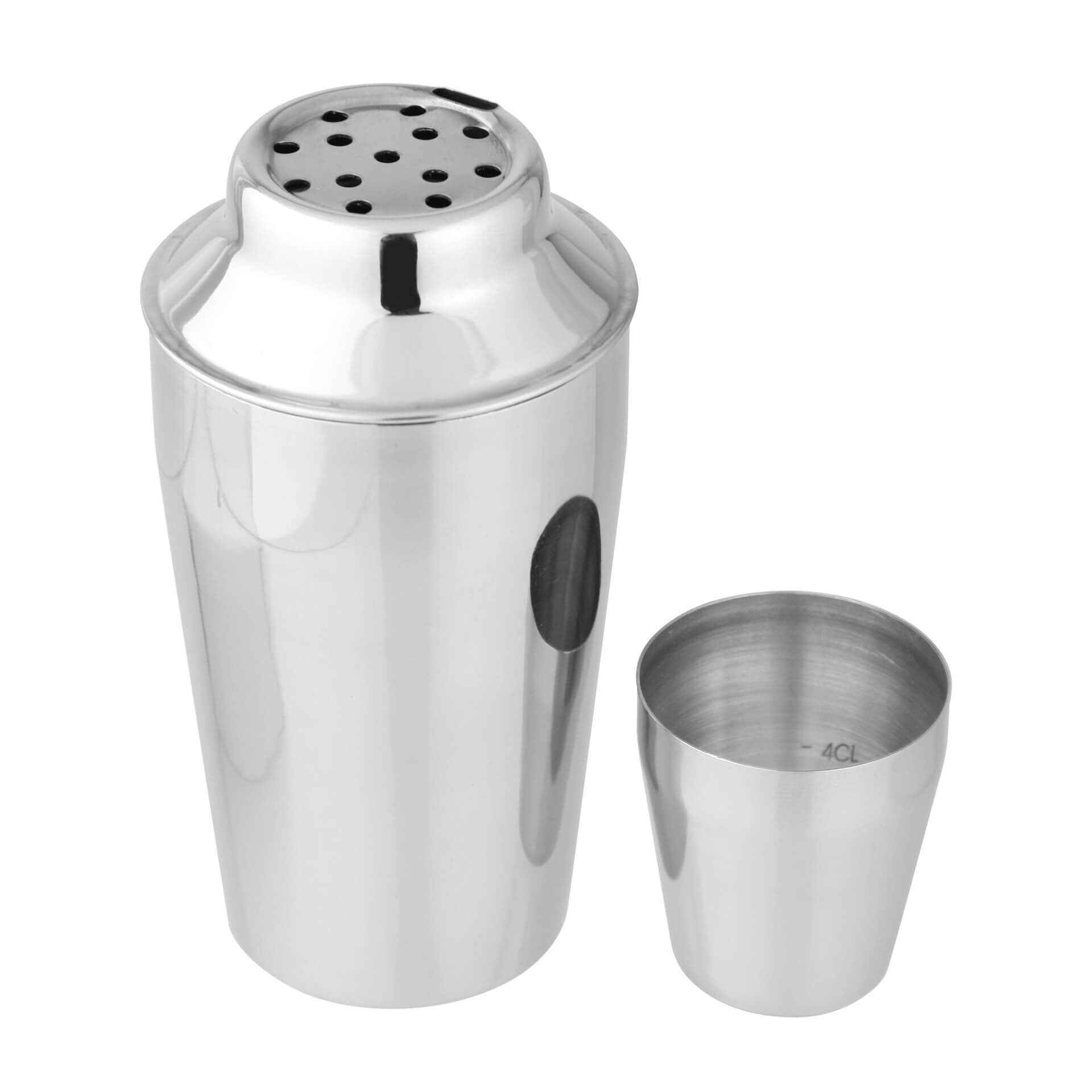 Cocktailshaker rustfritt stål 400 ml med målemerker forfra