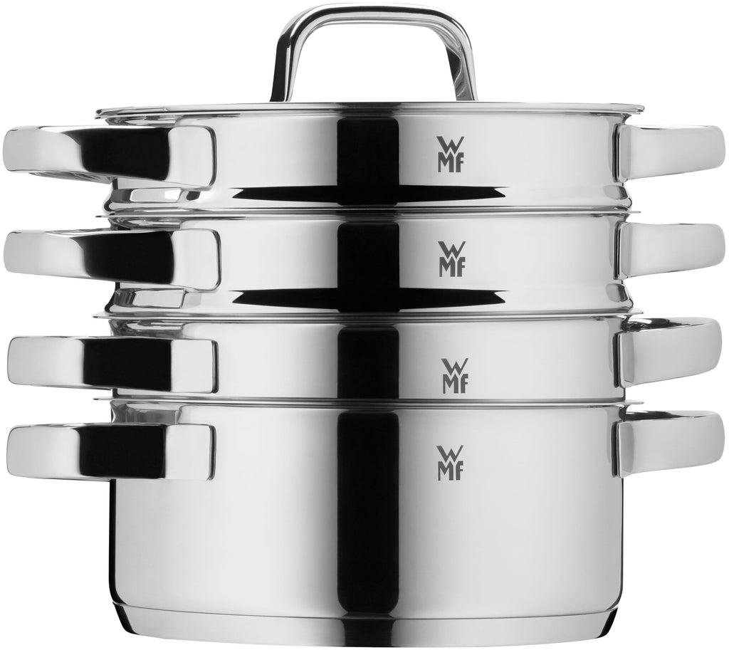 Compact Cuisine grytesett 4-delt rustfritt stål induksjon detalj av håndtak