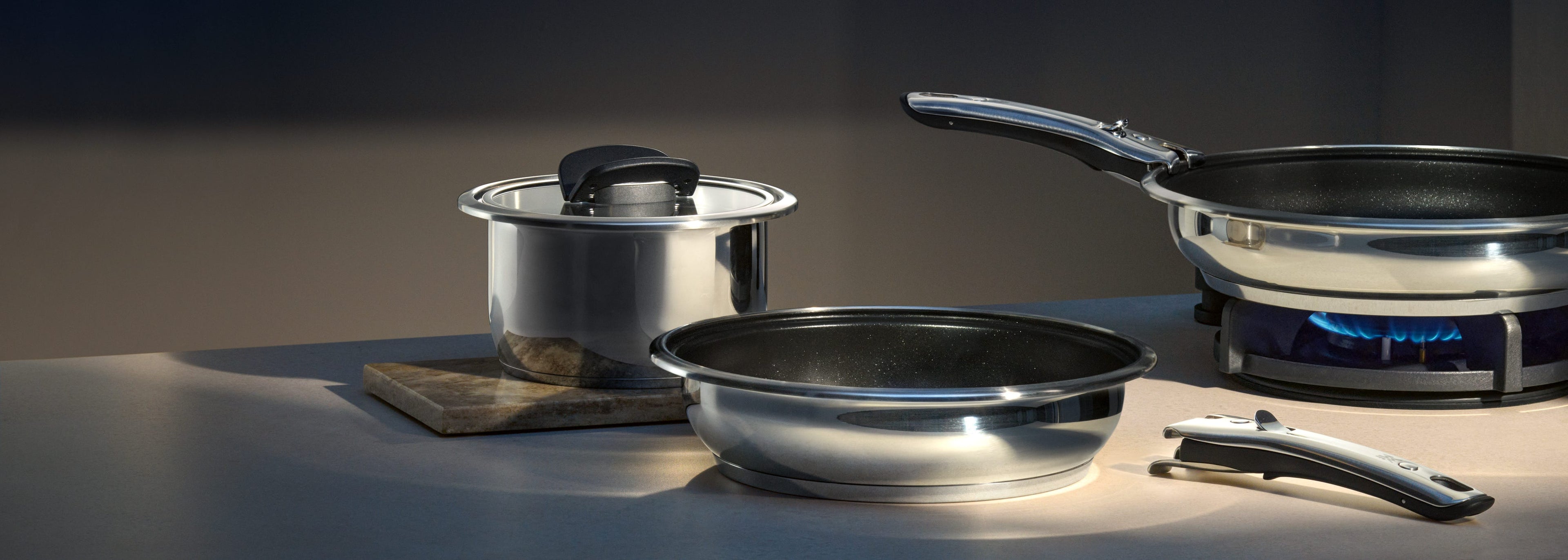 Stekepanne Click&Serve 24 cm non-stick rustfritt stål avtakbart håndtak - WMF