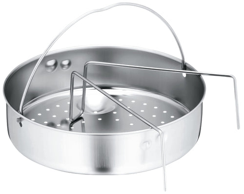 Dampinnsats med håndtak og underlag for trykkokere 22 cm - WMF forfra