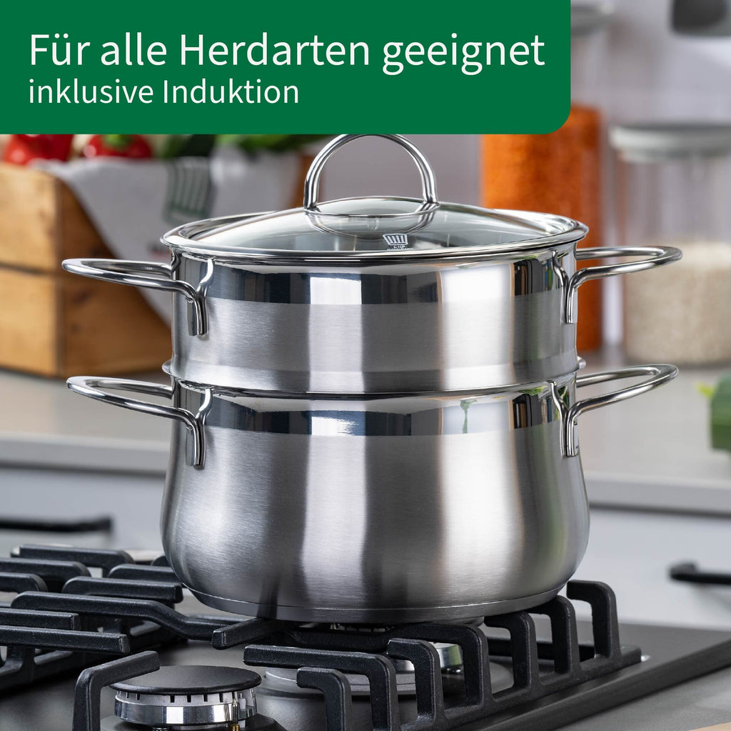Dampinnsats og sil Leipzig Ø20 cm rustfritt stål på kokeplate