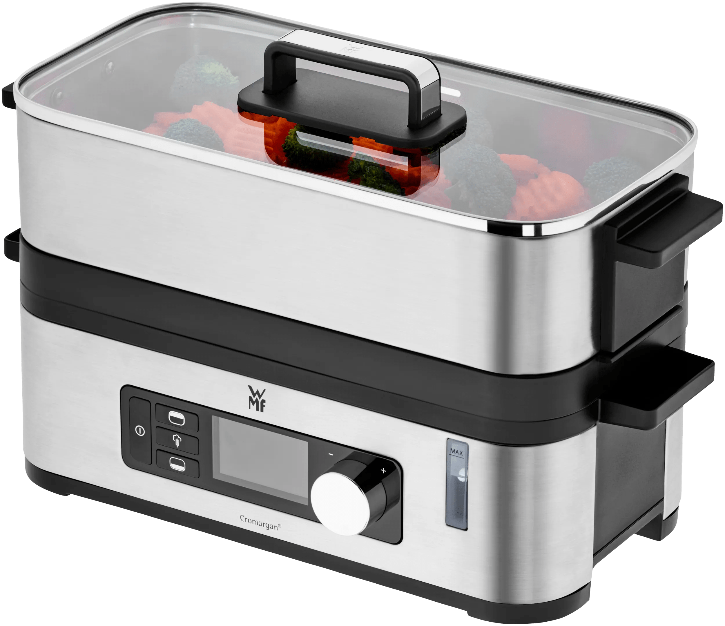 Dampkoker 900W med 2 dampkamre digital timer - WMF KUCHENminis bakside