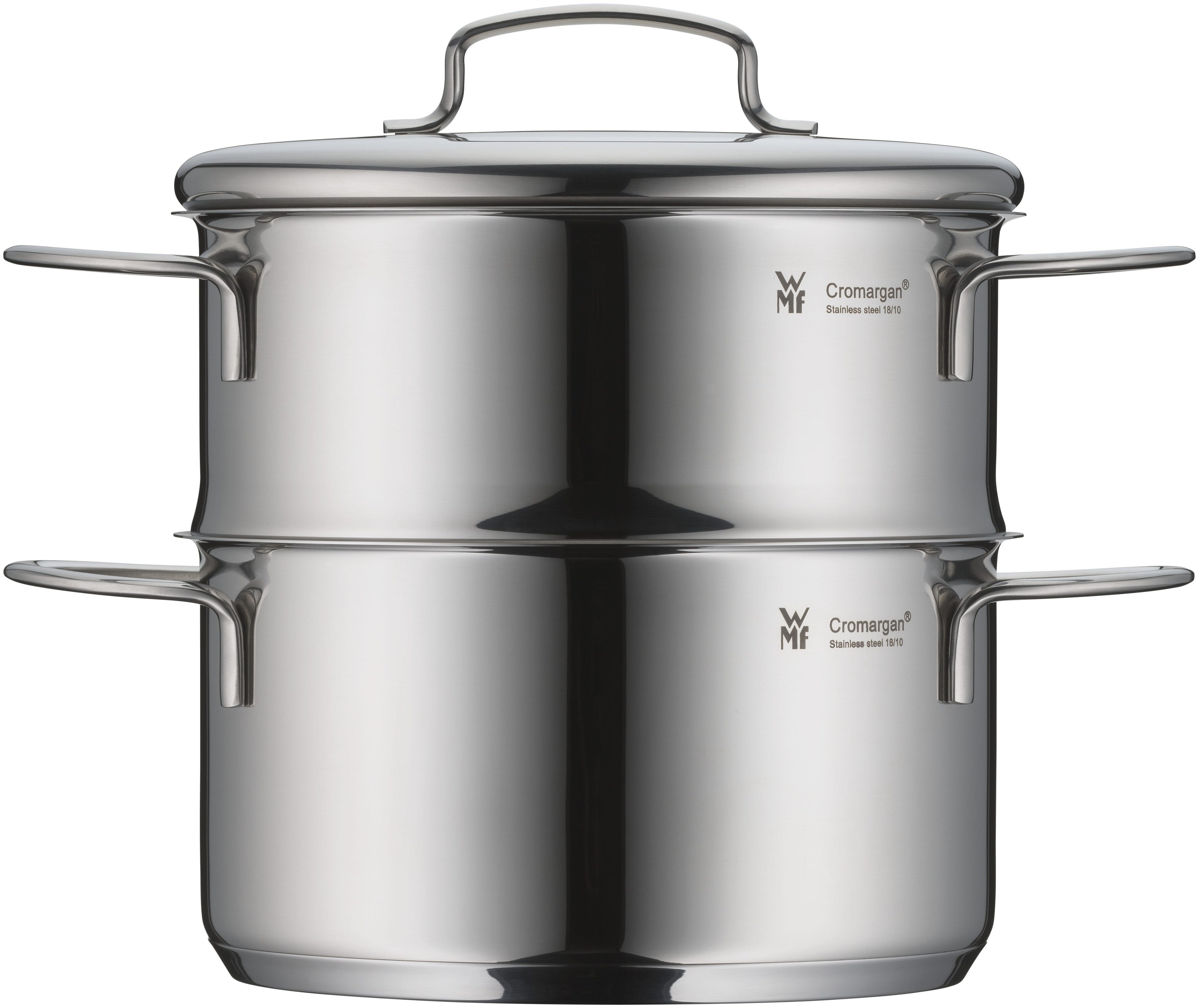 Dampkoker mini 16 cm rustfritt stål 1,5 L med lokk - WMF med lokk på