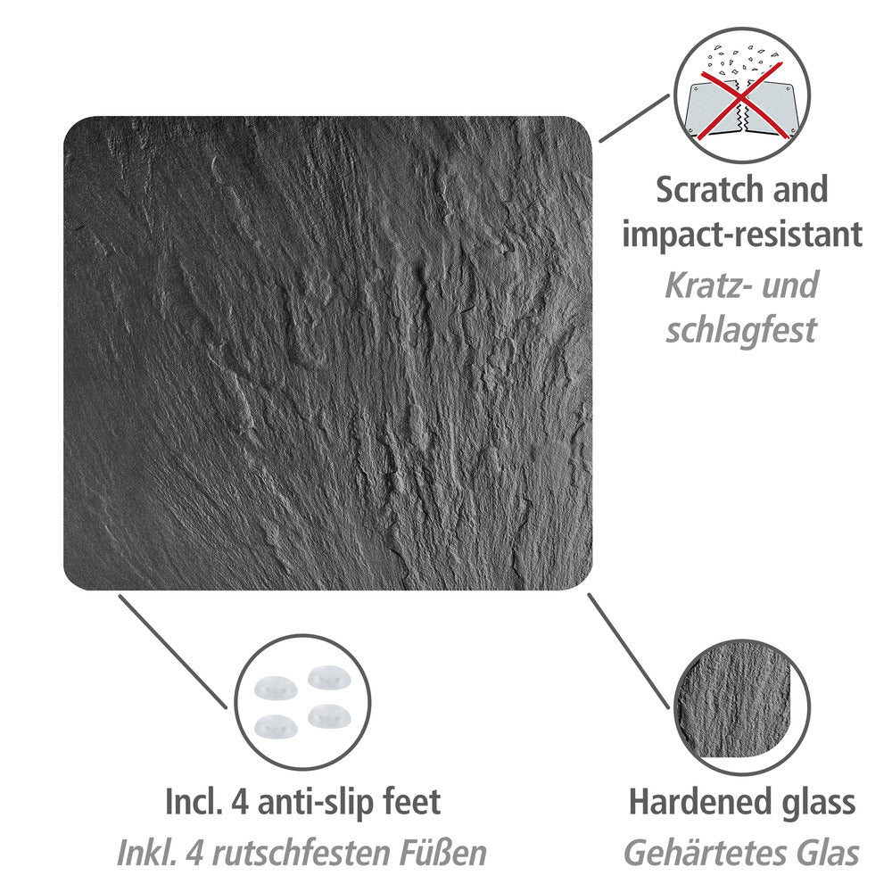 Bakside av Dekkeplate glass skiferdesign svart for komfyrtopp - Wenko