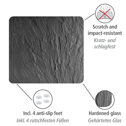 Bakside av Dekkeplate glass skiferdesign svart for komfyrtopp - Wenko