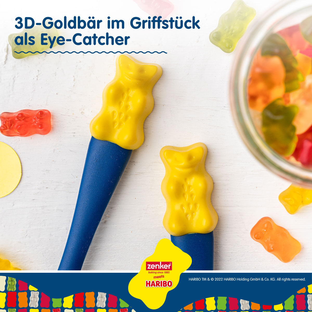 HARIBO Gullbjørn-håndtak på deigskraper silikon med HARIBO Gullbjørn-håndtak - Zenker i detalj