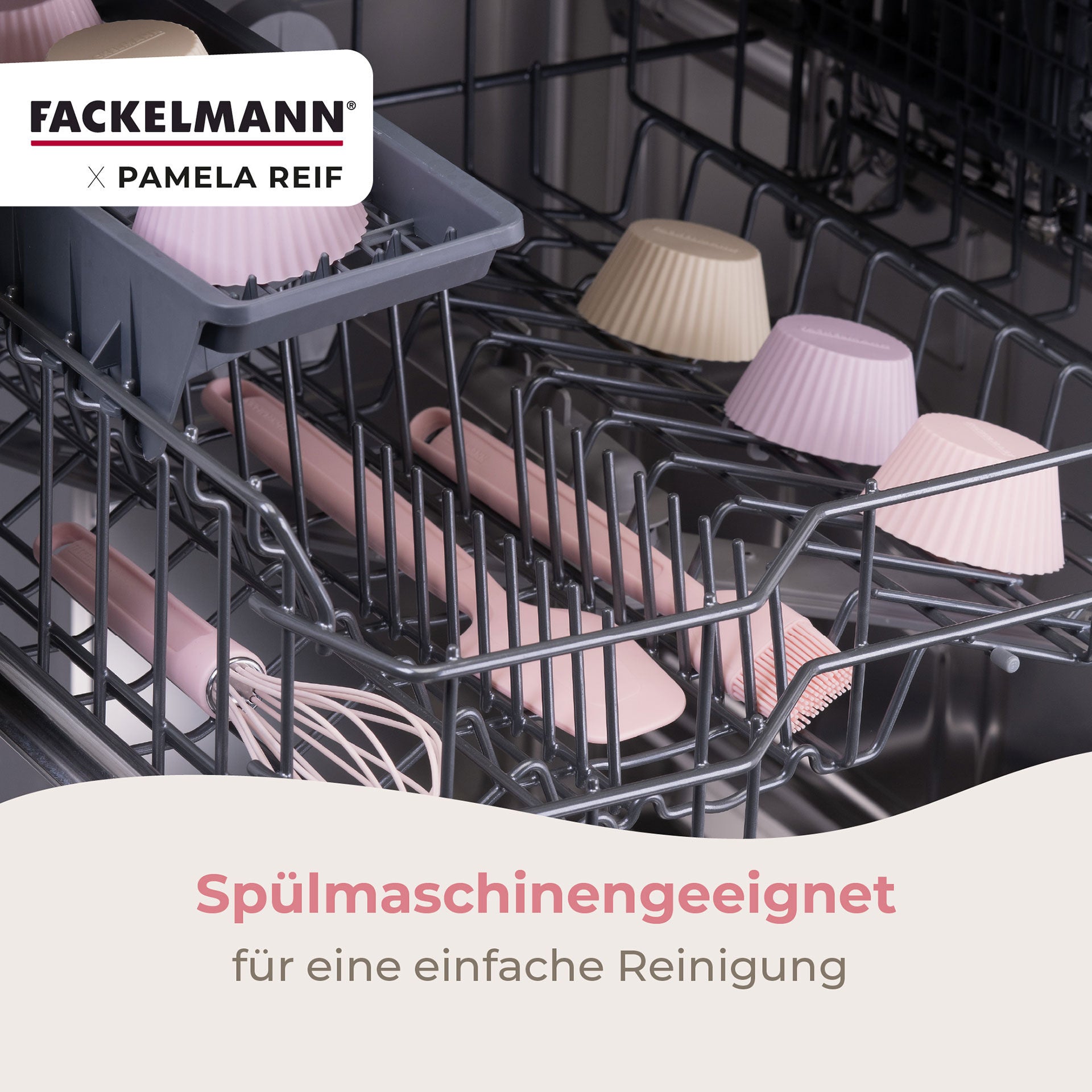 Deigskraper silikon rosa 28 cm Pamela Reif detalj av håndtak