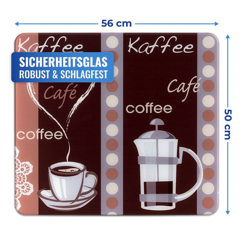 Bakside av Dekkeplate glass kaffe-motiv for komfyrtopp og skjærefjøl