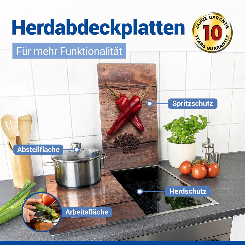 Dekkeplate glass for komfyrtopp 2-delt sett pepperdesign - Allstar bakside