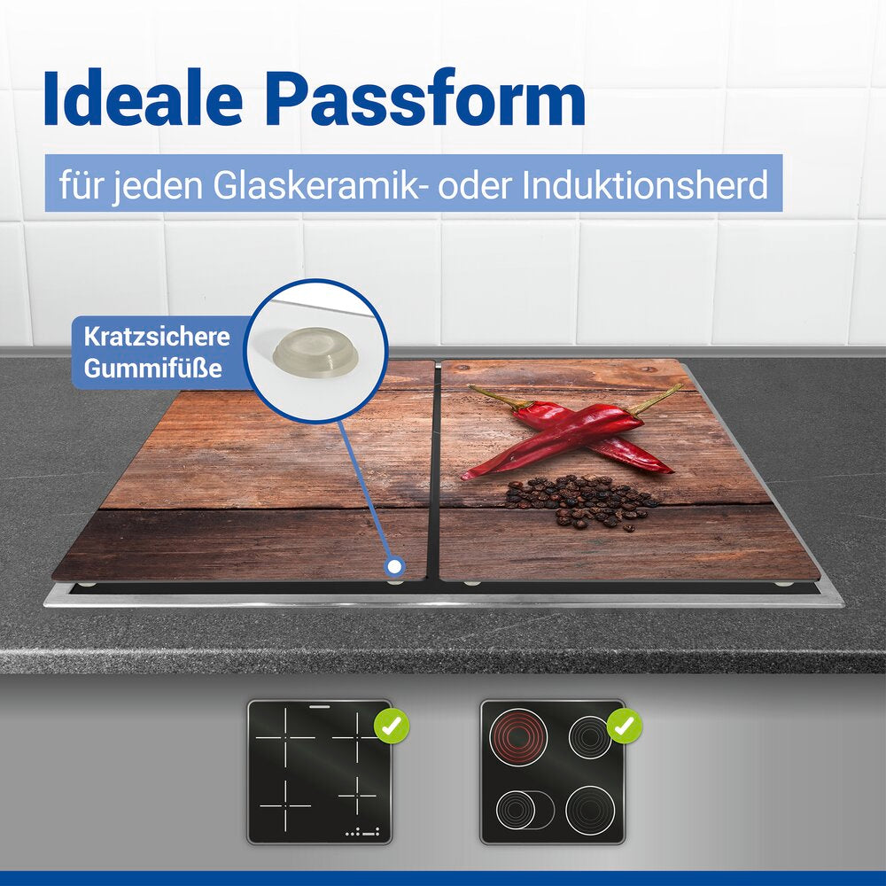 Detalj av Dekkeplate glass for komfyrtopp 2-delt sett pepperdesign - Allstar