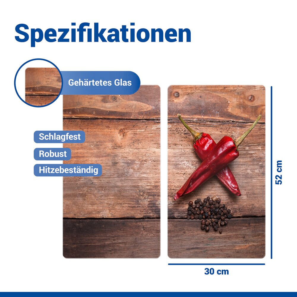 Dekkeplate glass for komfyrtopp 2-delt sett pepperdesign - Allstar med anti-ruttsikre føtter
