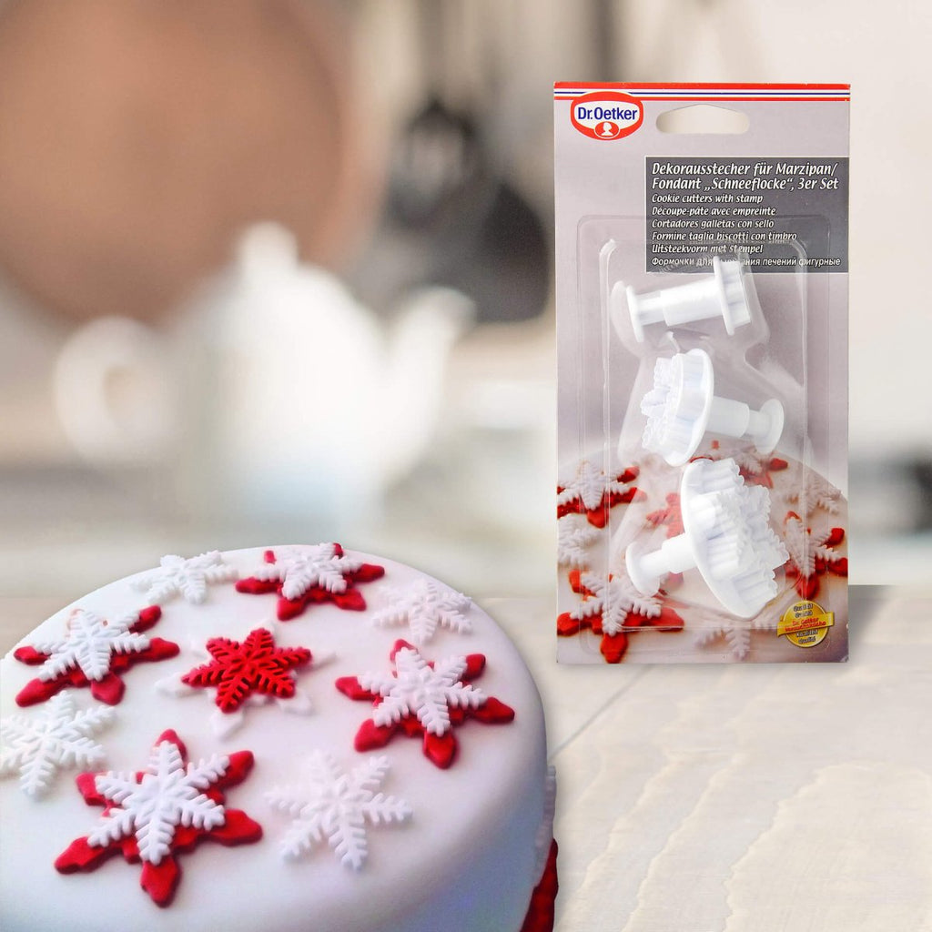 Dekorutstikkere snøfnugg for fondant 3-delt - Dr. Oetker detalj