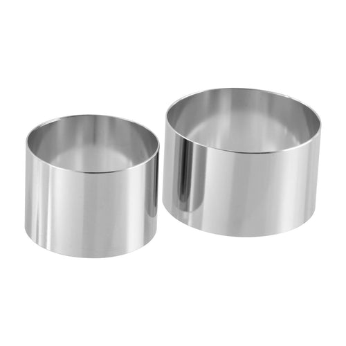 Dessertringer rustfritt stål 2 stk Ø 6,5 og 7,5 cm forfra