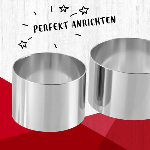 Dessertringer rustfritt stål 2 stk Ø 6,5 og 7,5 cm detalj