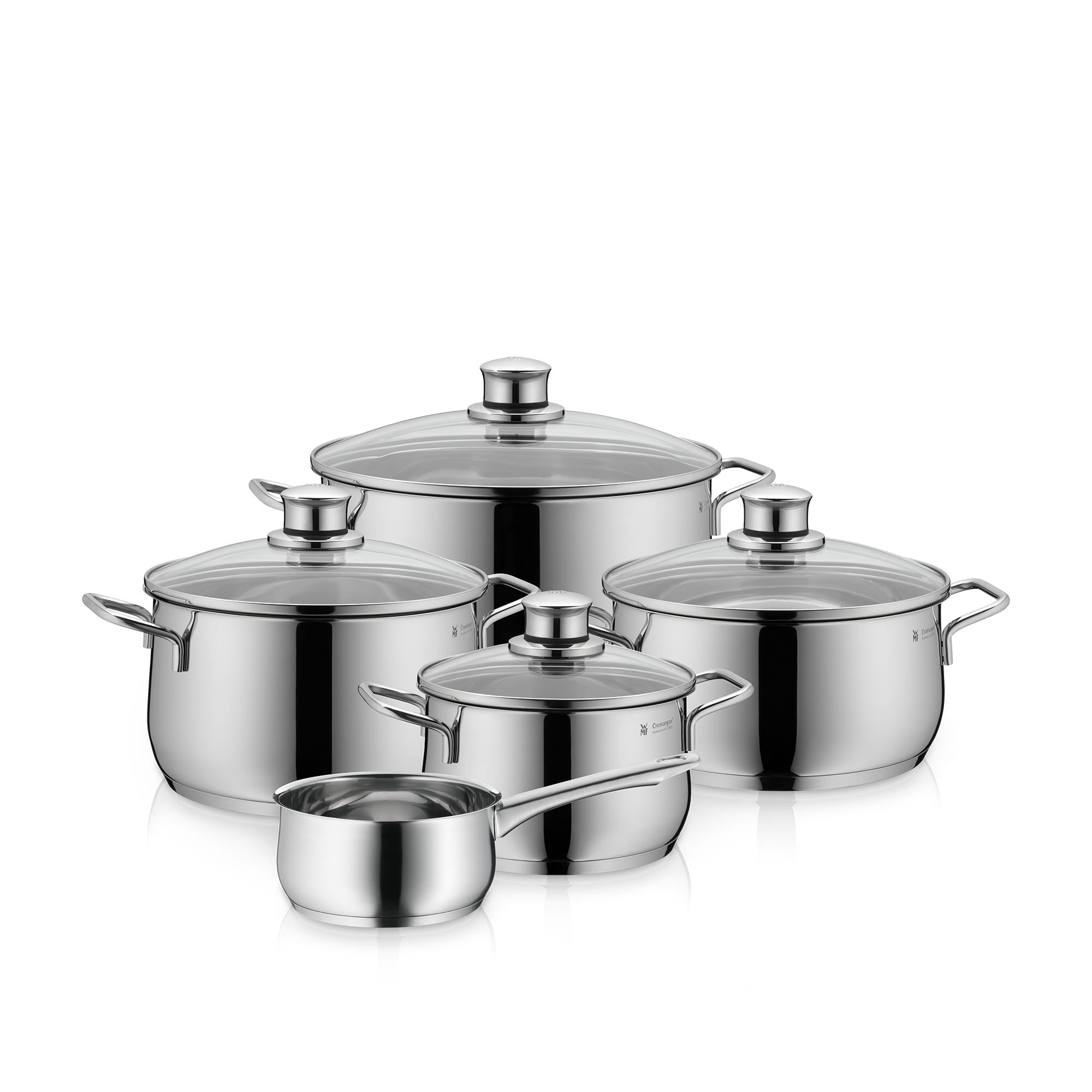 Diadem Plus grytesett 5-delt rustfritt stål 18/10 induksjon forfra