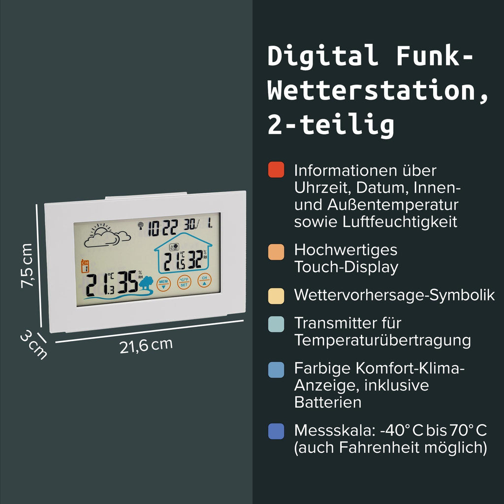 Digital trådløs værstasjon 2-delt sett - Fackelmann display