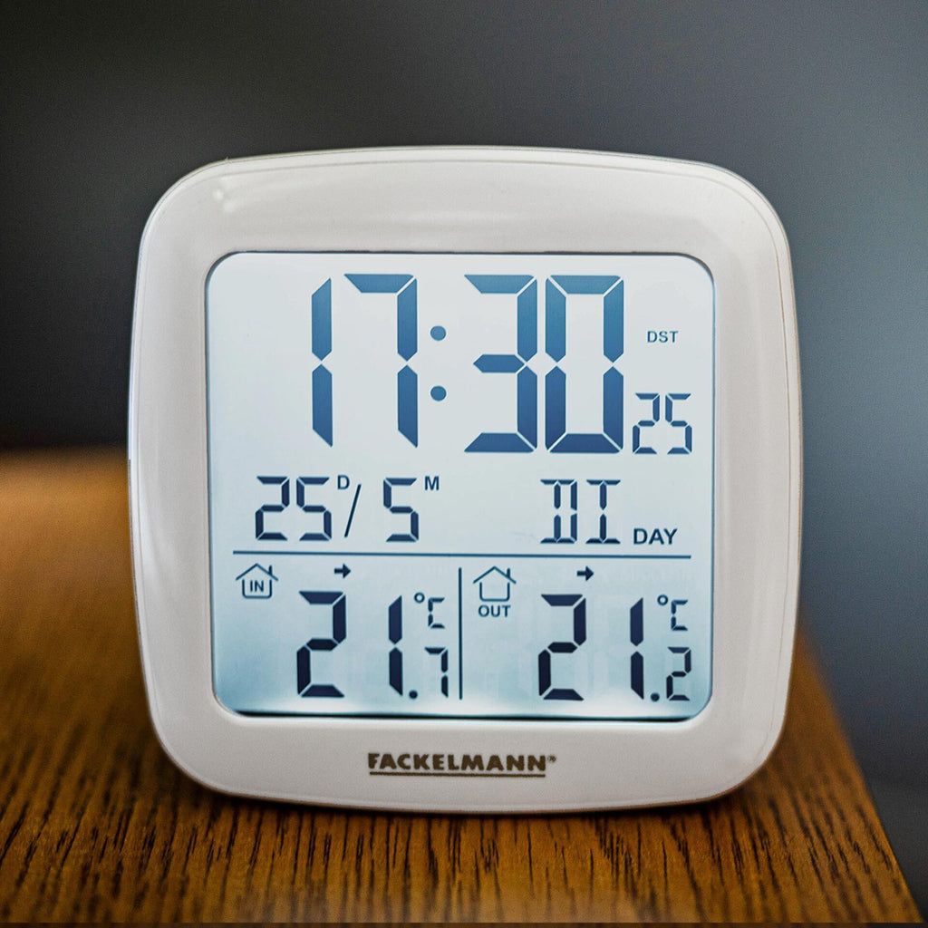 Digitalt termometer med funkklokke 2-delt sett bakside