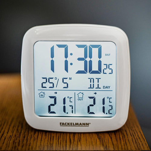 Digitalt termometer med funkklokke 2-delt sett bakside