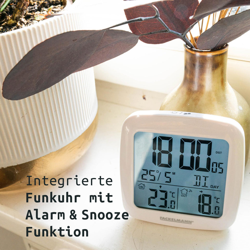 Montert digitalt termometer med funkklokke 2-delt sett