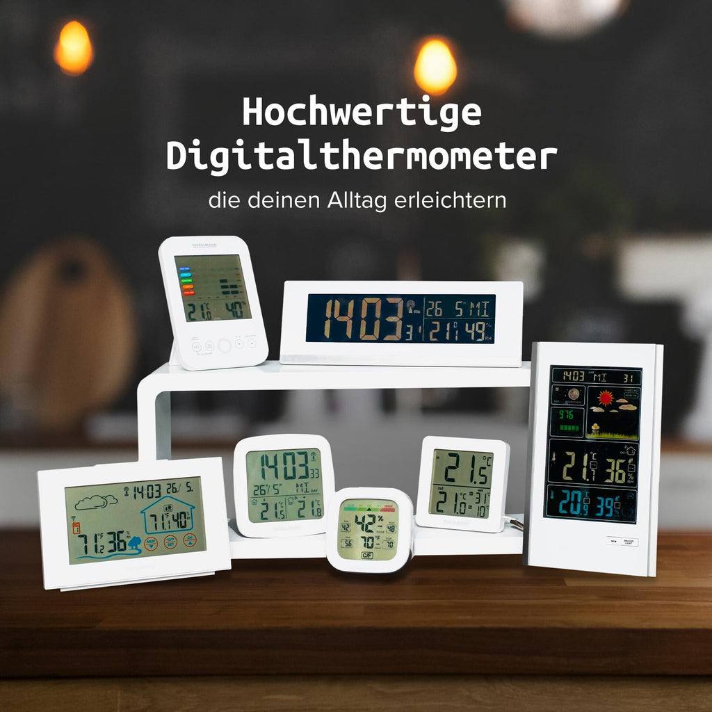 Digitalt termometer med funkklokke 2-delt sett visning