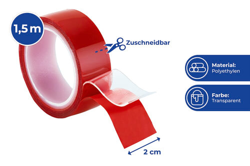 Dobbeltsidig tape ekstra sterk 150 cm transparent - Maximex bakside