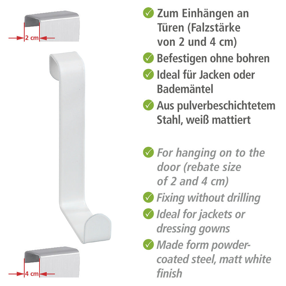 Dørkroker 4-delt sett hvit matt metall - WENKO detalj