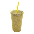 Drikkebeger gull med strass 500 ml dobbeltvegget plast Paris Hilton forfra