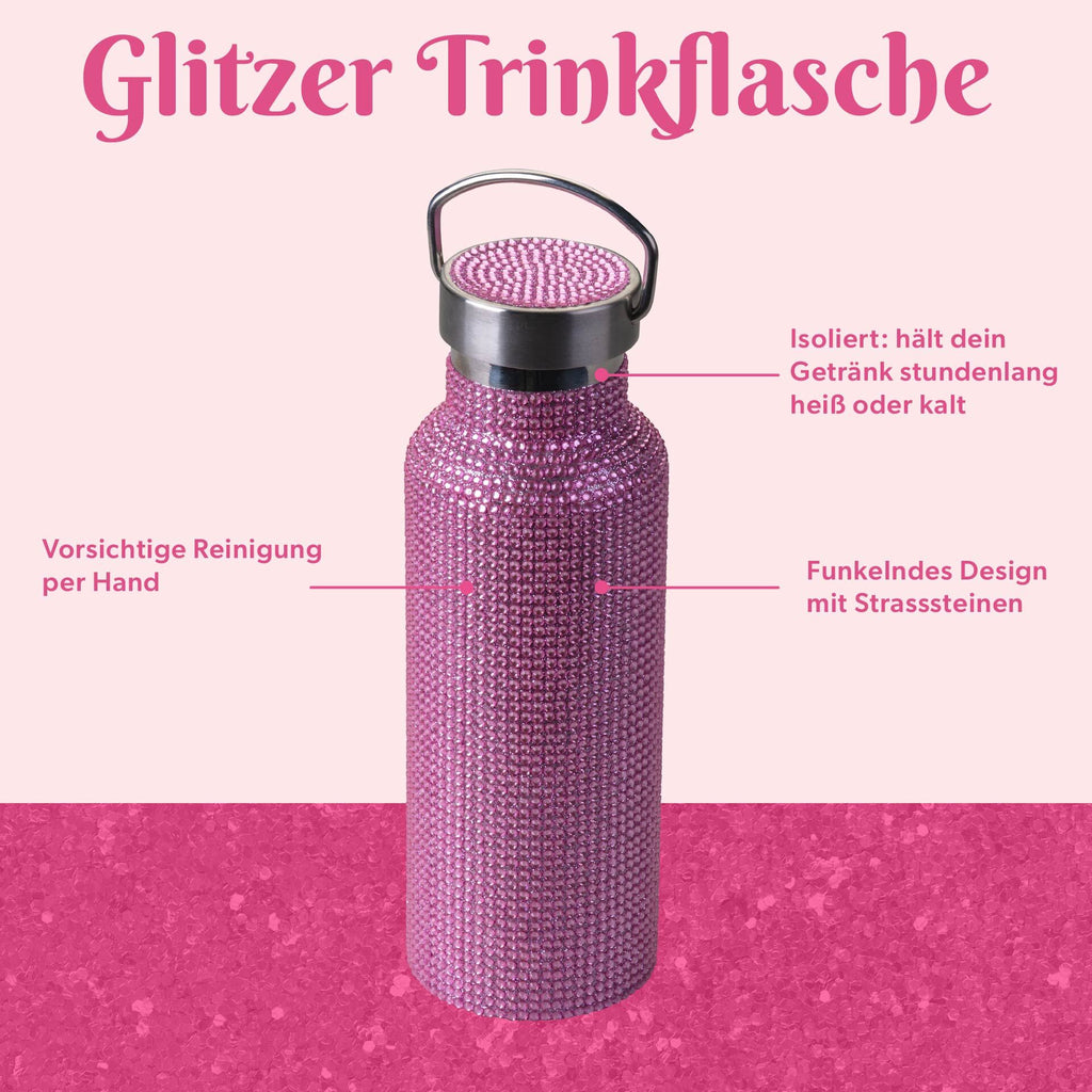 Detalj av strass på Drikkeflaske rosa rustfritt stål med strass 500 ml - Paris Hilton