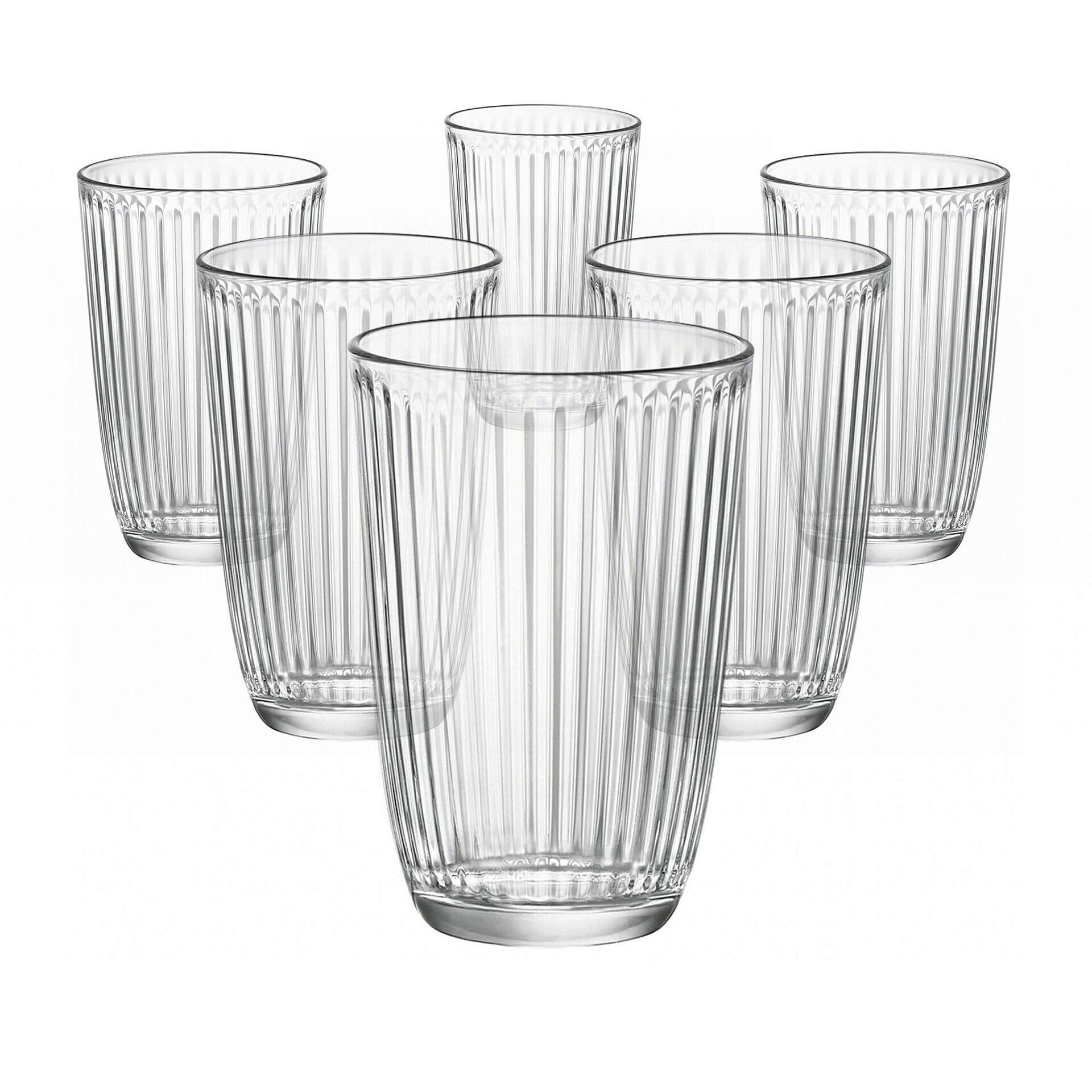 Drikkeglass Line Acqua 390 ml 6-delt sett retromønster forfra