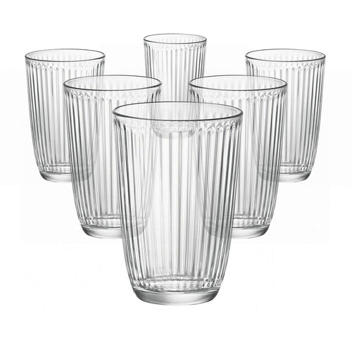Drikkeglass Line Acqua 390 ml 6-delt sett retromønster forfra