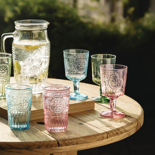 Drikkeglass Romantic 340 ml blå detalj med ornament
