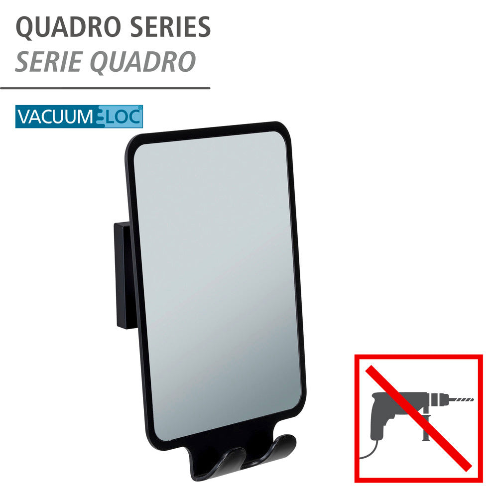 Duggfritt veggspeil Quadro svart vacuum-loc bakside