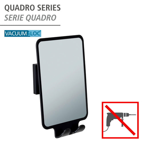 Duggfritt veggspeil Quadro svart vacuum-loc bakside