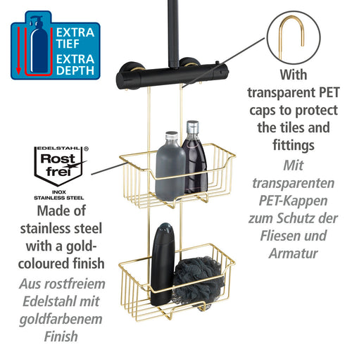 Dusj-caddy 2 etasjer gull rustfritt stål termostat - Wenko bakside