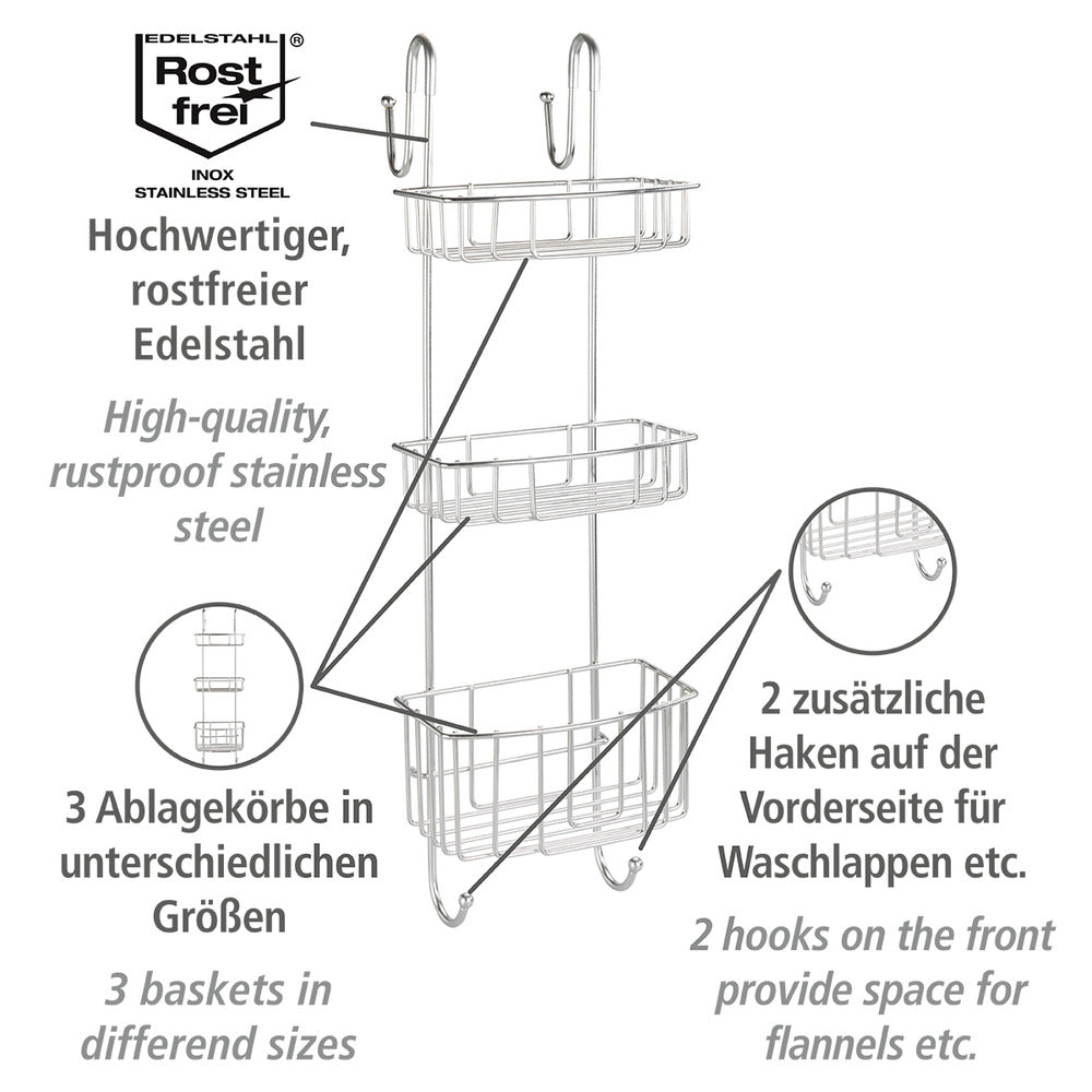 Dusj-caddy 3 etasjer rustfritt stål Olesi bakside
