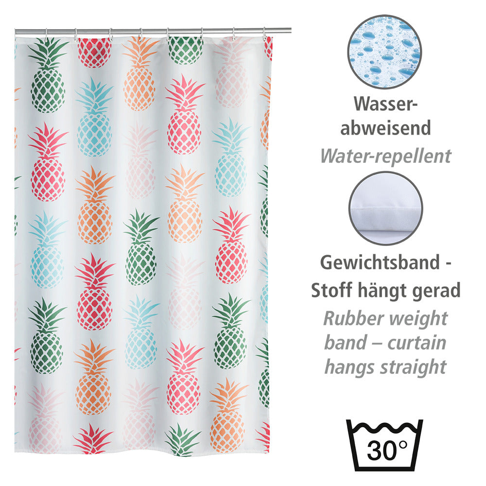 Dusjforheng Ananas polyester 180 x 200 cm vaskbart detalj av ananasmønster