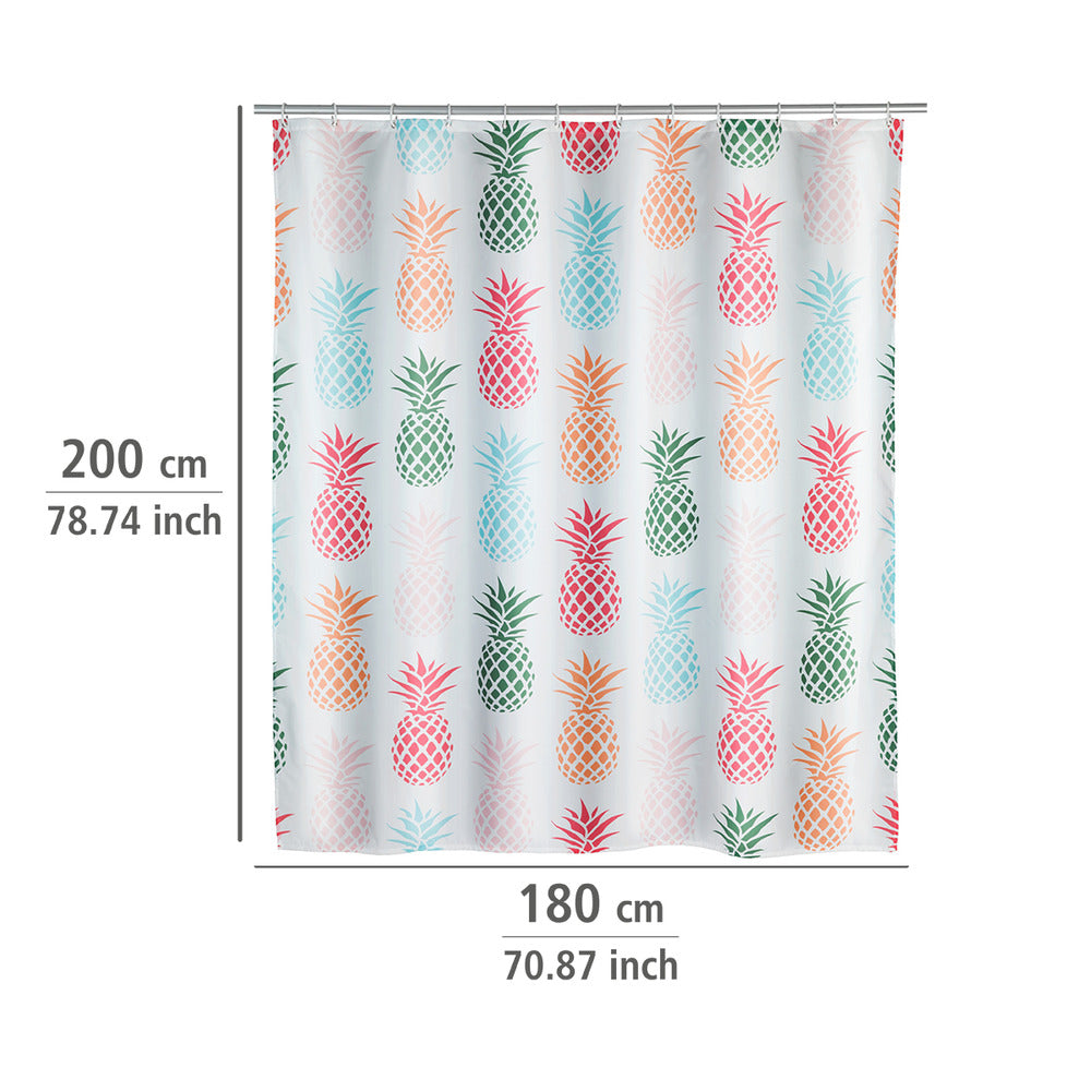 Dusjforheng Ananas polyester 180 x 200 cm vaskbart montert i baderom