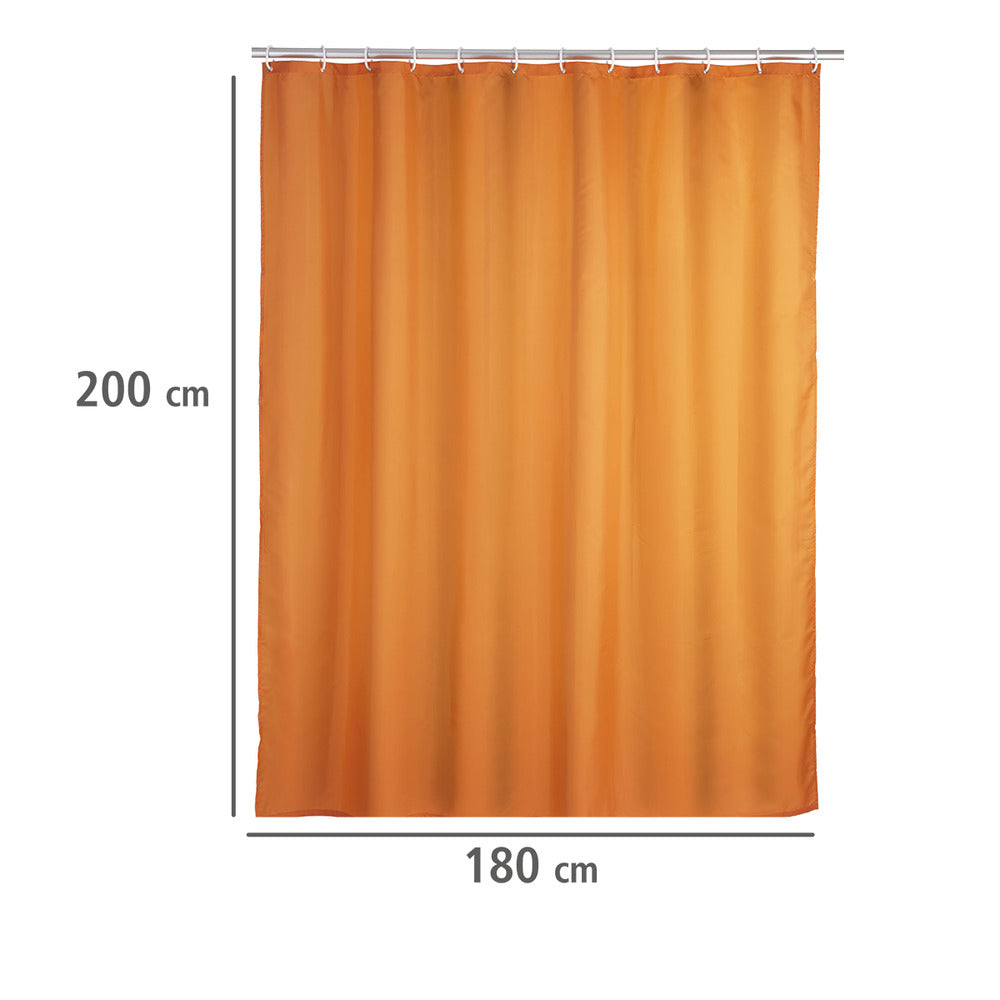 Nærbilde av tekstur på dusjforheng anti-mugg oransje 180x200 cm