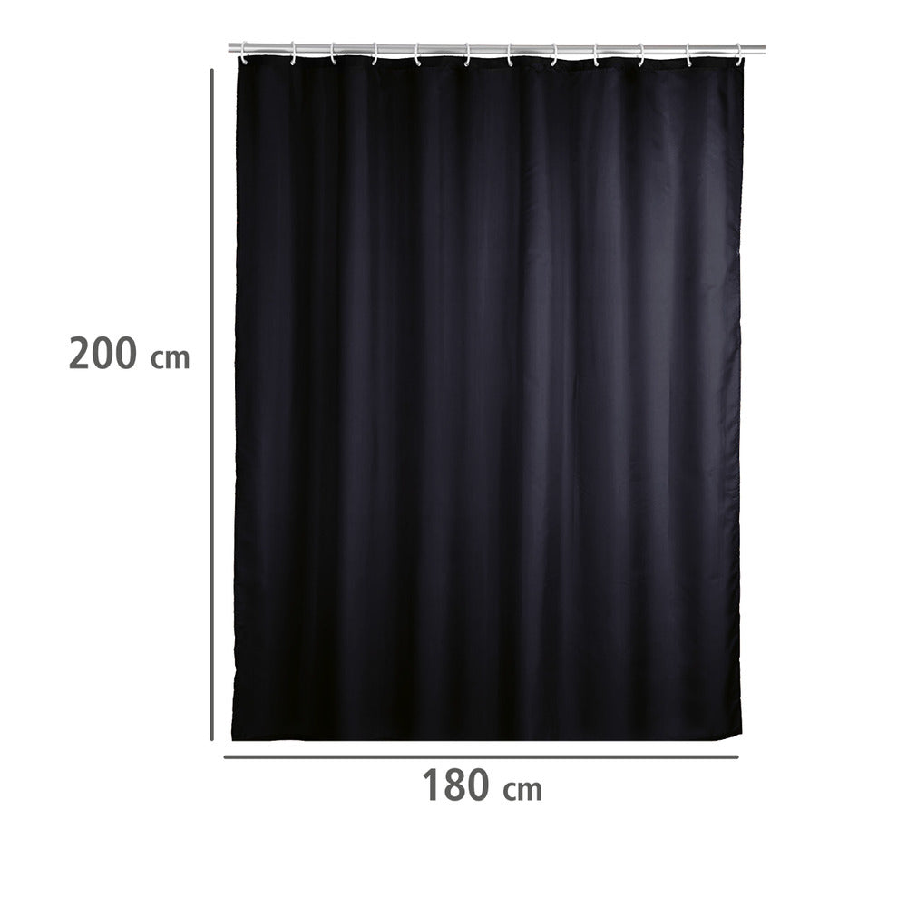 Nærbilde av materiale dusjforheng anti-mugg svart 180×200 cm vaskbar Wenko