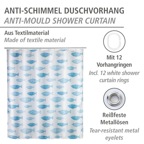 Dusjforheng antiskimmel Aquamarin polyester bakside