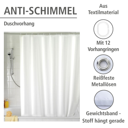 Dusjforheng antiskimmel hvit polyester 180x200 cm - WENKO bakside