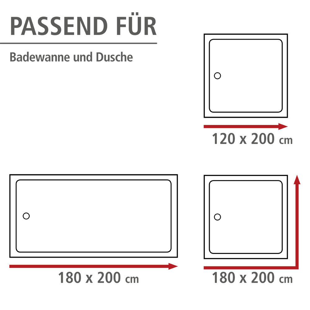 Dusjforheng antiskimmel hvit polyester 180x200 cm - WENKO montert