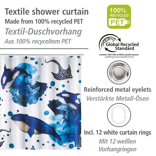 Dusjforheng Aquaris resirkulert polyester 180 x 200 cm bakside
