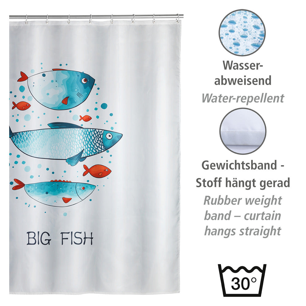 Detalj av Dusjforheng Big Fish polyester vaskbar 180 x 200 cm
