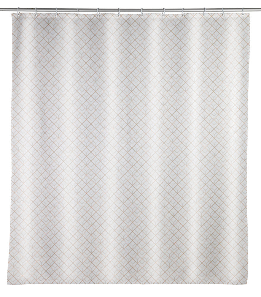 Dusjforheng Cubique polyester beige 180x200 cm forfra